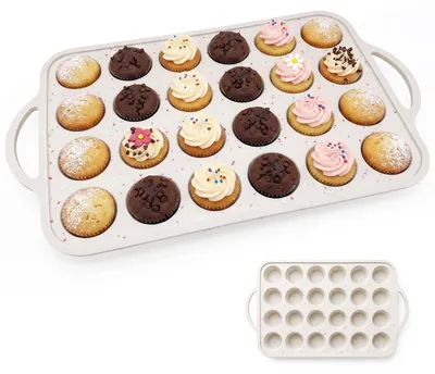 Muffin-Backform 24 Silikon mit Henkeln, hitzebeständig
