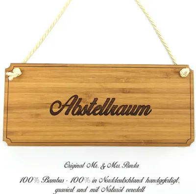 Produktbild von Mr. & Mrs. Panda Praxisschild Abstellraum - Geschenk, Hinweisschild, Graviert, Wegweiser, Geschenkidee, Landhaus, Holz Türschild, wandtafel, Infotafel, Schild, Shabby