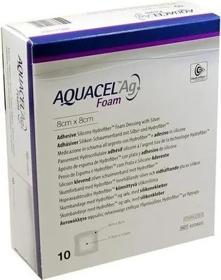 Immagine prodotto di Aquacel Ag Schiuma adesiva 8x8 cm medicazione 10 pz