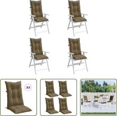 Image de The Living Store Coussins de chaise à haut dossier 4 pcs. Melange Taupe 120x50x7 cm Tissu