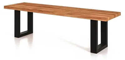 Produktbild von Sitzbank Leeds aus Kernbuche massiv 190x45x45 mit Metallfußgestell in Schwarz
