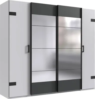 Produktbild von Dreh-/Schwebetürenschrank Stockholm Kleiderschrank mit Spiegel Ausführung wählbarweiß / graphit