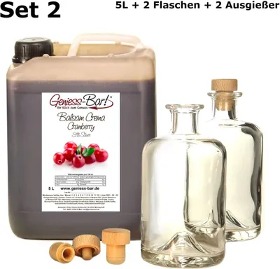 Produktbild von Balsamico Creme Cranberry 5L + 2 Flaschen & Ausgießer Mit original Crema di Aceto Balsamico di Modena IGP