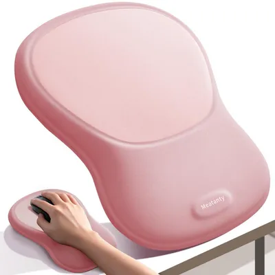 Immagine prodotto di Tappetino ergonomico per mouse con poggiapolsi, colore rosa chiaro