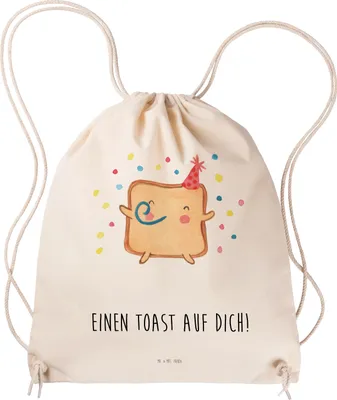Produktbild von Mr. & Mrs. Panda Stoffbeutel Toast Party - Transparent - Geschenk, Jutebeutel, Jahrestag, Hochzeitstag, wander rucksack, für Freundin, Turnbeutel, Sportbeutel, Freund