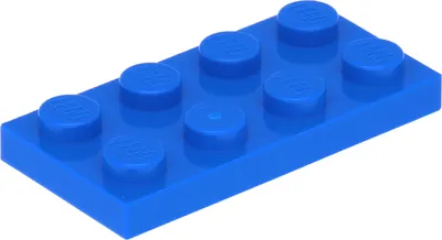 A single blue Lego brick on a white background.