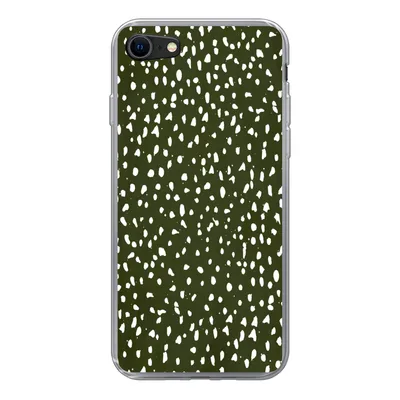 Produktbild von MuchoWow® Handyhülle Schutzhülle Hülle für iPhone 8 Polka dots - Weiß - Schwarz Silikon Softcase Handy Hülle - Schutzhaube