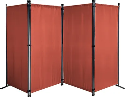 Produktbild von Paravent 4 Teilig 165 x 220 cm Rotorange - Garten & Balkon Sichtschutz Stellwand Innen & Außen - Raumteiler Trennwand Faltbar Blickdicht & Wetterfest