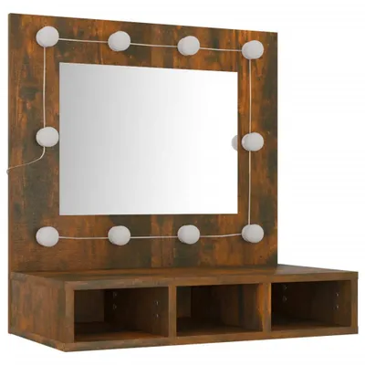 Image de Armoire à miroir avec LED Chêne fumé 60x31,5x62 cm