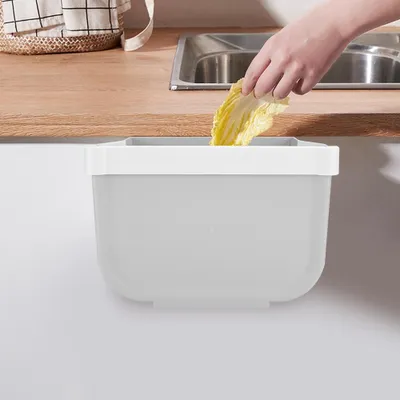 Obrázok produktu pre Domáca, nástenná, skladacia nádoba na odpadky, kôš na smeti pre kuchyňu, kanceláriu alebo domáce použitie – sivá farba