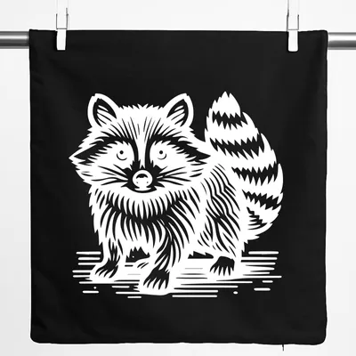 Produktbild von Huuraa Kissenbezug Waschbär Comic 40x40cm Black Baumwolle Dekokissenbezug Geschenkidee