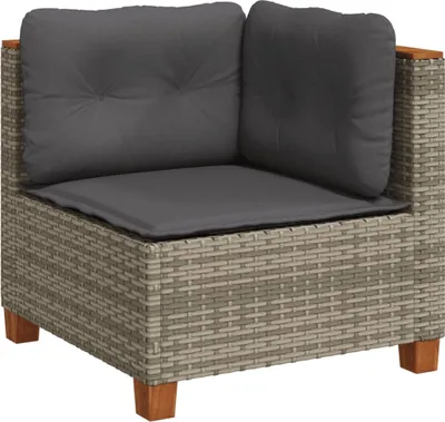 Produktbild von vidaXL Garten-Ecksofa mit Kissen Grau Poly Rattan