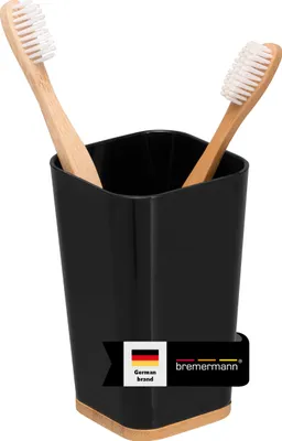 Immagine prodotto di bremermann CALVI bicchiere per spazzolini da denti in bambù e plastica, nero