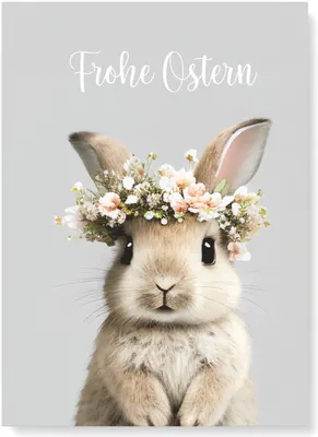 Produktbild von Friendly Fox Frohe Ostern Karte, 12x Osterkarten mit Umschlag, Klappkarte Osterhase, Kartenset Ostern, Ostergrüße senden