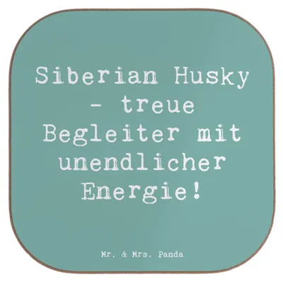 Produktbild von Mr. & Mrs. Panda eckiger untersetzer Spruch Siberian Husky Energie - Meeresbrise - Geschenk, für Gläser, intelligent, Abenteuer, bieruntersetzer, Getränkeuntersetzer