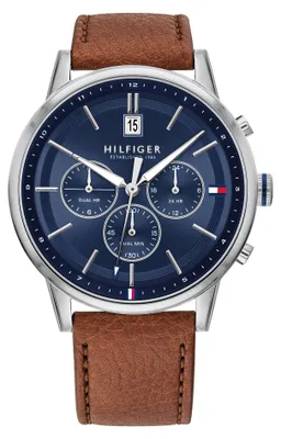 Produktbild von Tommy Hilfiger Herren Multifunktions-Quarzuhr mit 44 mm - Marineblaues Zifferbla