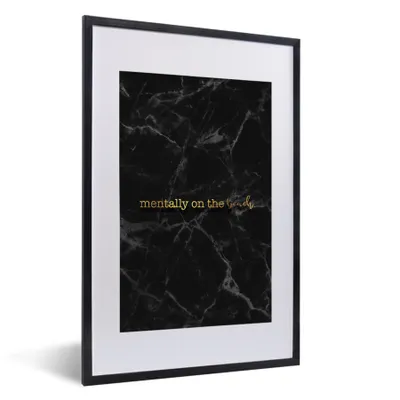 Produktbild von MuchoWow® Gerahmtes Poster Zitat - Strand - Gold - Marmor 40x60 cm - Poster mit Schwarzem Bilderrahmen Wandposter Rahmen Foto Bilder - Poster in Rahmen
