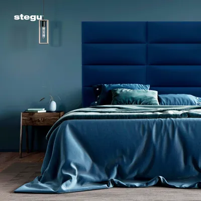 Obrázok produktu pre STEGU Čalúnený panel WANDPOLSTER vankúš čelo postele stena tmavomodrá 90x30 cm