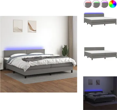 Produktbild von vidaXL Boxspringbett mit Matratze & LED Dunkelgrau 200x200 cm Stoff -  Betten & Bettgestelle