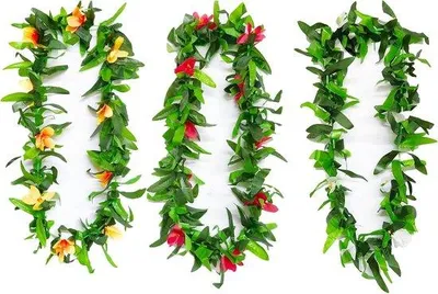 Produktbild von Famanu Pflanzenkette Hawaiiansche Girlanden - Set von 3 für tropische Feiern