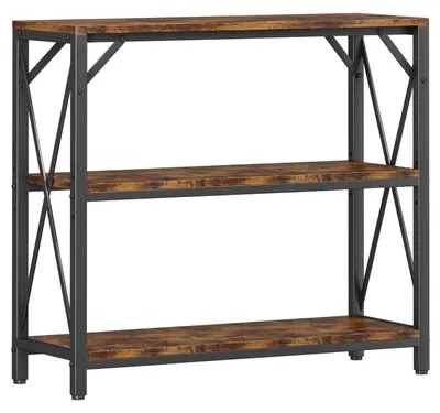 Zdjęcie produktu dla Konsola, szerokość 80 cm, 3-poziomowa, styl industrialny, rustykalna, kolor brązowy