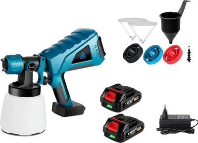Obrázek produktu pro Elektrická stříkací pistole, bezdrátový design, objem nádoby 1000 ml, 2 baterie, EU zástrčka, EU zástrčka
