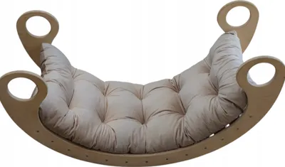 Produktbild von Dekokissen Baumwolle für Kinderwippe Velour hellbeige 120 x 50 x 8 cm, Ein Kissen für eine Schaukel Montessori, Liegestuhlkissen