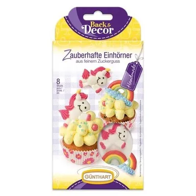 Image de Güthart Back Decor Figurines en sucre Arc-en-ciel et licornes 17g