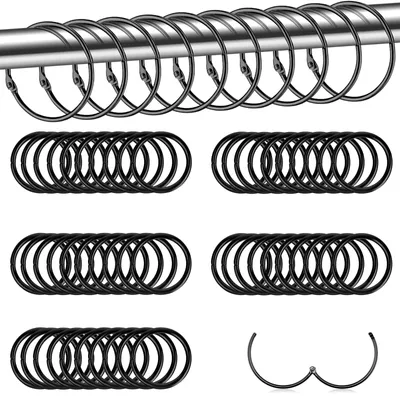 Produktbild von 50 Gardinenringe zum Öffnen von Gardinen, 50 mm Gardinenringe, runde Gardinenclips, für Gardinen, Duschvorhänge und Türgardinen.