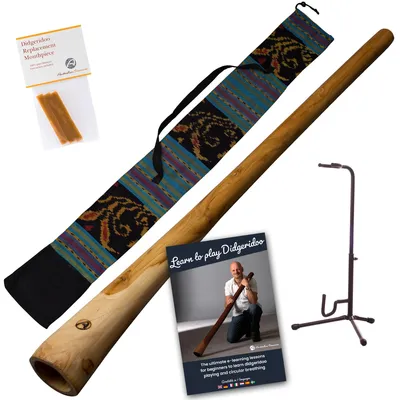 Immagine prodotto di Set didgeridoo in legno 130 cm - Compreso di borsa, cera d'api, materiale didattico e standard