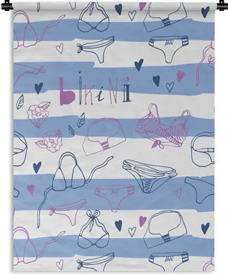 Produktbild von MuchoWow® Wandteppich Wandbehang Bikini - Sommer - Schnittmuster 60x80 cm Tapisserie Dekoration Wandtuch - Decke - Wandtücher - Wohne