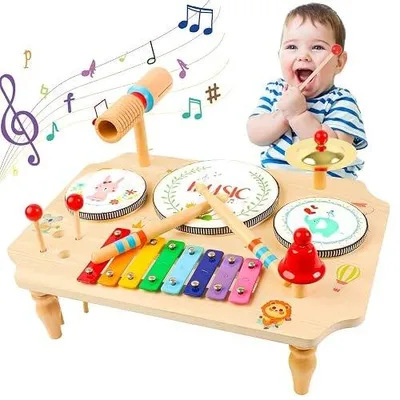 Zdjęcie produktu dla Instrumenty muzyczne dla dzieci 1 5 lat zestaw drewniany