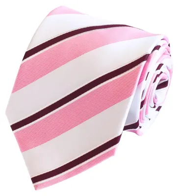 Produktbild von Fabio Farini - 1 Stück Herren Krawatte Rosa - verschiedene Rosa Männer Schlips in 8cm Breit (8cm), Rosa Weiß Dunkelrot - Azalea/Lilac Breeze/Dark Ruby