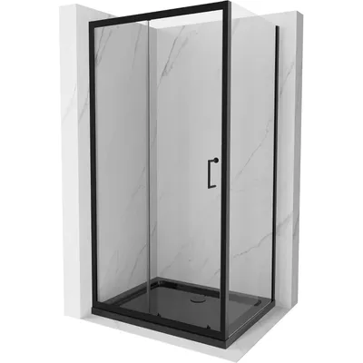 Obrázek produktu pro Mexen Apia rozsouvací sprchový kout 110 x 80 cm, Průhledné, Černá + sprchová vanička Flat, Černá - 840-110-080-70-00-4070B