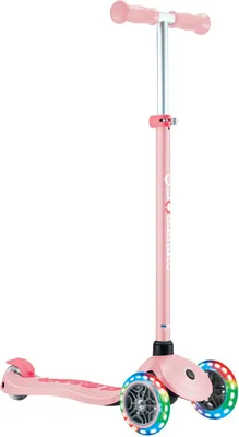 Produktbild von GLOBBER PRIMO PLUS LIGHTS – Tretroller Kinder, 120/80mm, ABEC 9, 3-rädrig, höhenverstellb, LED-Leuchtrollen, pastellrosa
