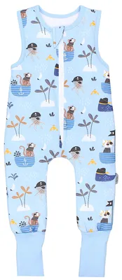 Produktbild von TupTam Baby Ganzjahresschlafsack mit Füßen - 2,5 TOG -  - Unisex, Farbe: Piraten Blau umstülpbarer Fuß, Größe: 68-74