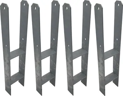 Produktbild von 4er Set H-Anker Pfostenträger feuerverzinkt 116 / 600 mm H-Träger Pfostenanker