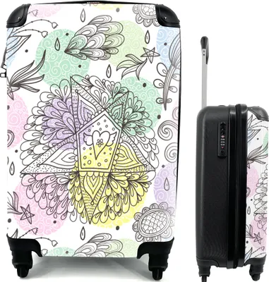 Produktbild von MuchoWow® MuchoWow® Koffer Handgepäck Trolley Rollkoffer Kleine Reisekoffer mit 4 Rollen - Mädchen - Blumen - Sterne - Muster - Mädchen - Kinder - Kinder - Cabin Size < 55x40x23 cm & 55x40x20 cm - Fot