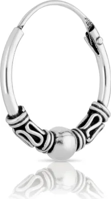 Produktbild von Bali Creole einzel Ohrring 14mm aus 925 Sterling Silber Mittelalter Gothic 2576