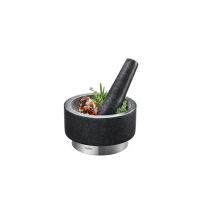 Produktbild von GEFU 35300 Mörser und Stößel Schwarz, rostfreier Stahl Granit, rostfreier Stahl