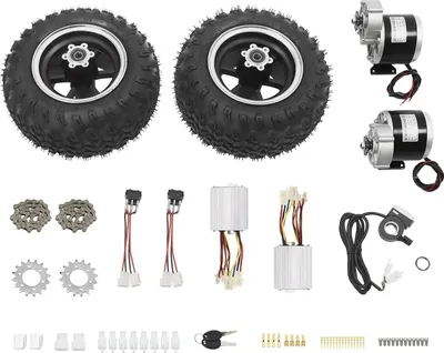 Obrázek produktu pro Sada pro přestavbu elektrického vozíku na motokáru - Sada s nábojovým motorem - 24 V 250 W - 25,4 cm kola - Plynová páka - Červená barva