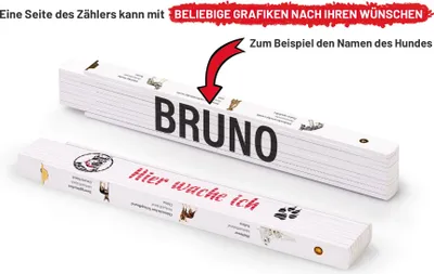 Produktbild von Personalisierter Zollstock für Hundeliebhaber | Metrie 2m Block 52 | mit Namen