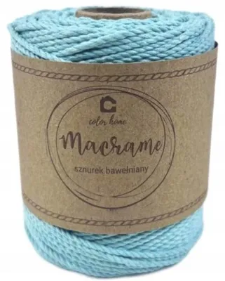 Produktbild von COLORHOME Makramee Baumwollschnur 3-fädig 2mm Mintgrün 100m