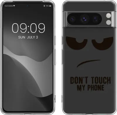 Produktbild von kwmobile Case kompatibel mit Google Pixel 8 Pro - Hülle Silikon transparent Don't touch my Phone Schwarz Transparent