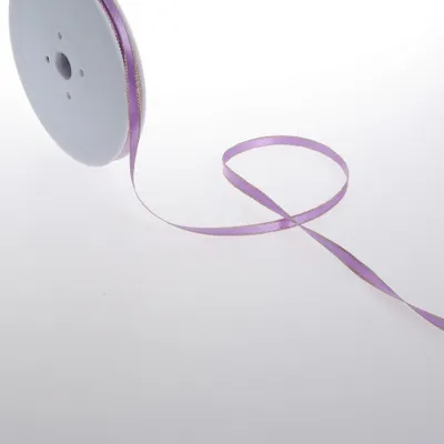 Satinband mit Goldrand, 6 mm x 50 m, lavendelfarben