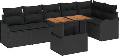 Immagine prodotto di vidaXL Set di divani da giardino con cuscini 7 pezzi Nero