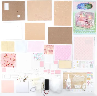 Immagine prodotto di Case delle bambole fai da te in miniatura Giocattolo in legno per bambini regalo di compleanno (rosa)