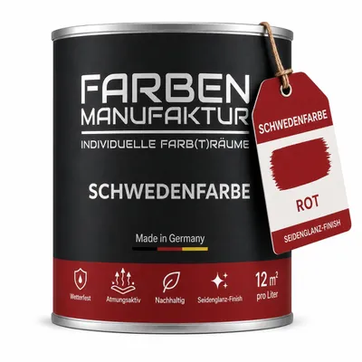 Produktbild von Schwedenfarbe Holzfarbe Holzlack Wetterschutzfarbe deckend 5L - Rot
