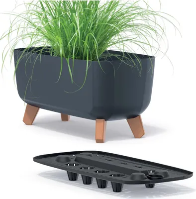 Obrázok produktu pre Kvetináč Gracia Case Záhradný Truhlík Na Nôžkach Na Terase 39 Cm - Antracit