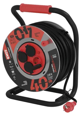 Gummi-Kabeltrommel – 4 Steckdosen, 40m, 2,5mm2  